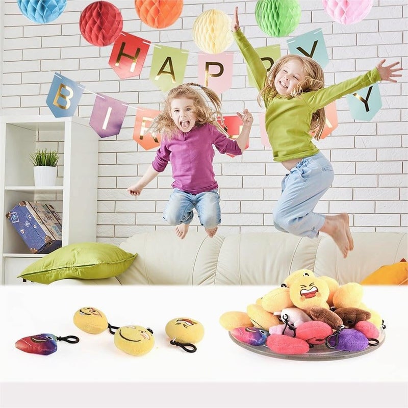 OHill 60 Pack Mini Plush Emoticon Keychain Mini Pillows Key Ring for Birthday Event Party Favors Supplies - Image 5